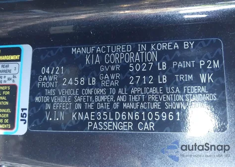 2022 Kia Stinger Gt-Line z USA, uszkodzony, nr VIN KNAE35LD6N6105961